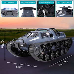 ماشین کنترلی شارژی تانک پلیس آفرود طوسی آب و خاک Remote Control Off-Road Police Tank 1:12 -اسباب بازی
